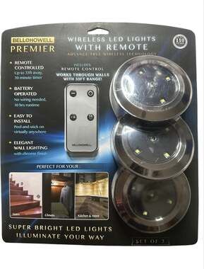Bell+Howell Premier Wireless LED Lights with Remote Set of 3